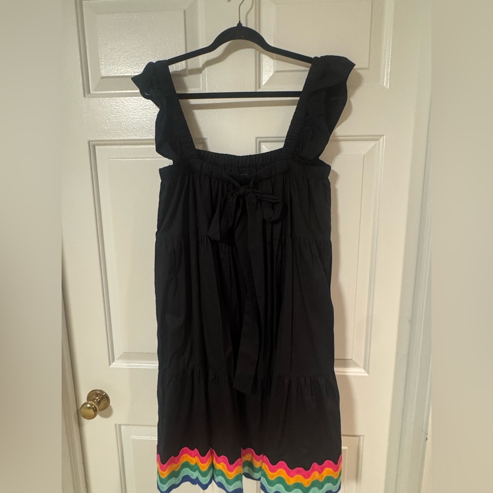 crown & ivy Black Mini Dress with Rainbow Hem - Picture 5 of 6